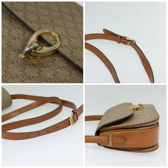 CELINE Macadam Canvas Shoulder Bag PVC Beige Gold Auth 119185 - Picture 16 of 16